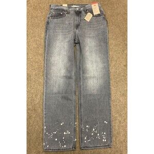 Levis Jeans Womens 29 Low Pro Straight Splatter Distressed Loose Relaxed Denim